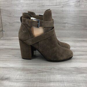 Ash Ankle Boots Women's 37 Famous Brown Suede Buckle Heel Booties